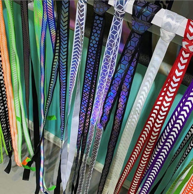 Material reflexivo do arco-íris plástico da fita do zíper impresso em zíperes para sacos