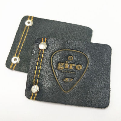 Etiquetas de roupas de couro sob medida em relevo, patch para jeans