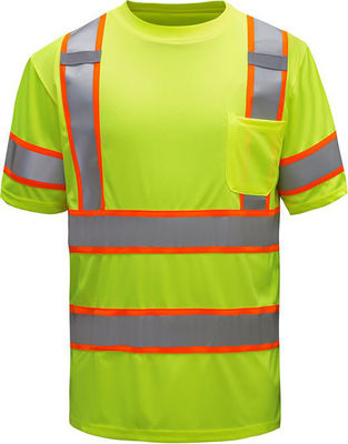 Homens reflexivos das camisas do verde-lima T de Polo Shirt Work Hi Vis da classe 3 do Ansi