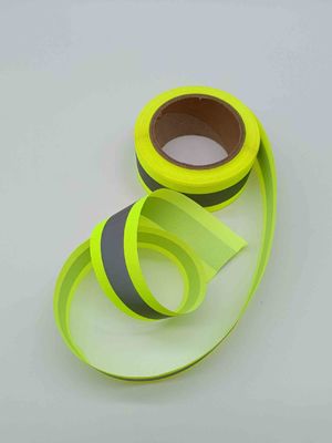 do verde reflexivo amarelo fluorescente reflexivo da fita do Webbing de 50mm preto claro alto feito sob encomenda